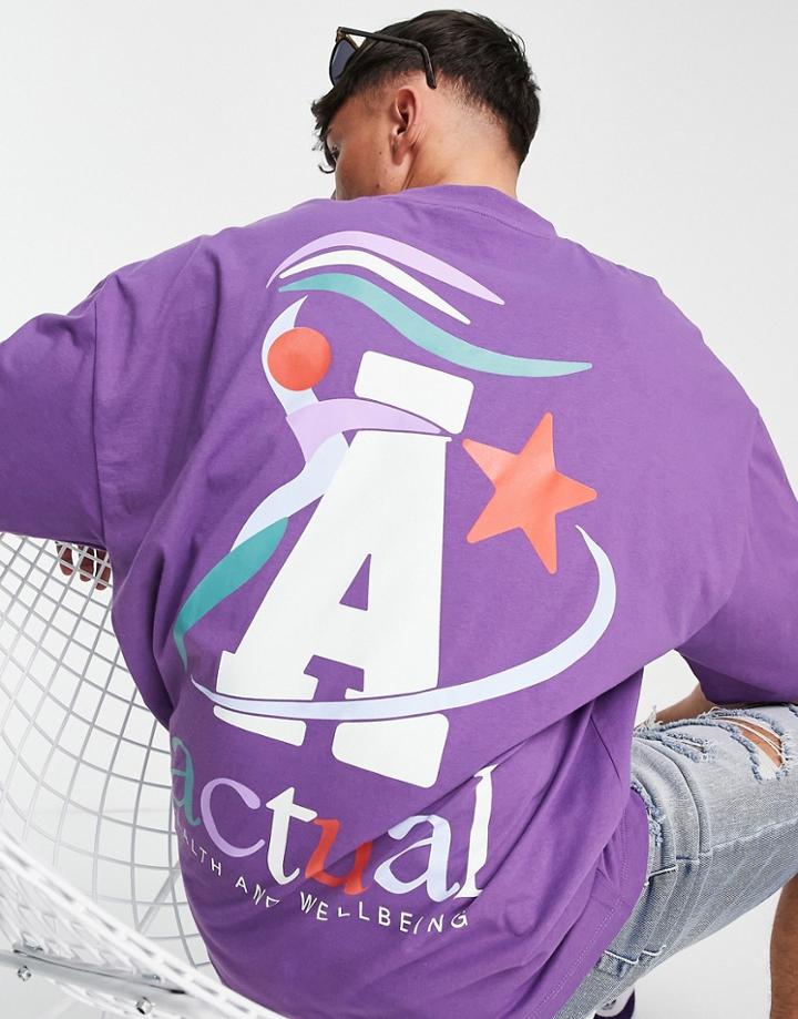 Asos Actual Oversized T-shirt With Large Logo Back Print In Purple
