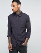 Bellfield Brushed Houndstooth Shirt - Navy