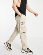 Sixth June Straight Leg Cargo Pants In Beige-neutral