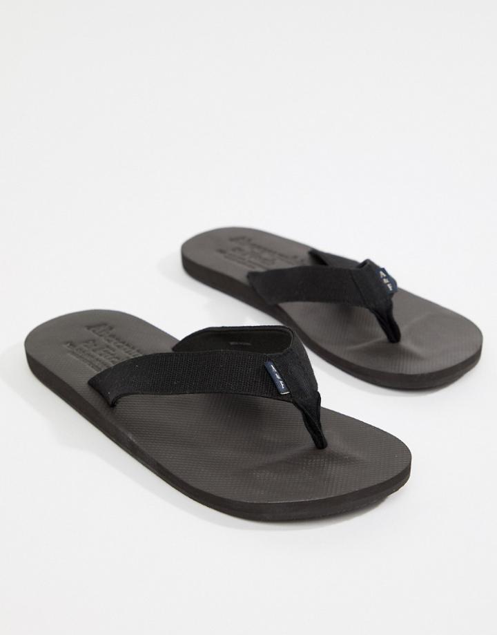 Abercrombie & Fitch Tab Logo Flip Flops In Black - Black