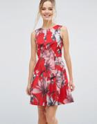 Closet London Tropical Floral Print Skater Dress - Multi