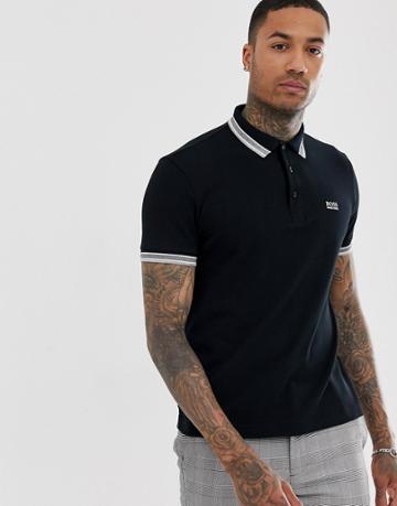 Boss Athleisure Paddy Tipped Polo In Black - Black