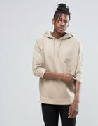 Asos Oversized Hoodie With Half Sleeves In Beige - Beige