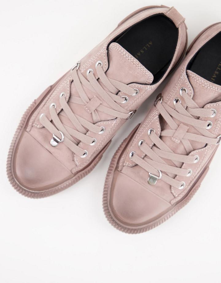All Saints Jazmin Low Top Lace Up Sneakers In Pink Suede