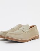 Selected Homme Suede Loafer In Stone-neutral