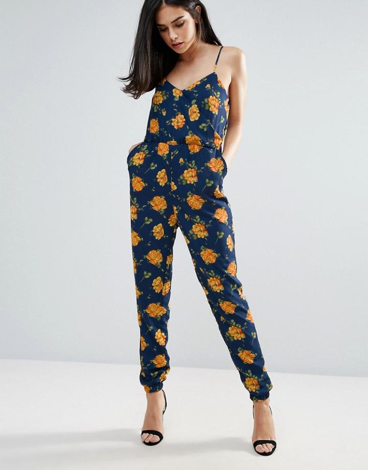 Unique 21 Floral Print Jumpsuit - Navy
