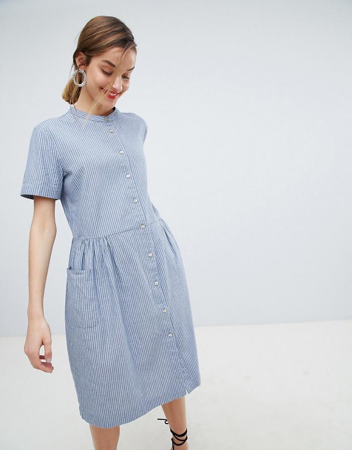 Selected Stripe Shirt Dress - Blue