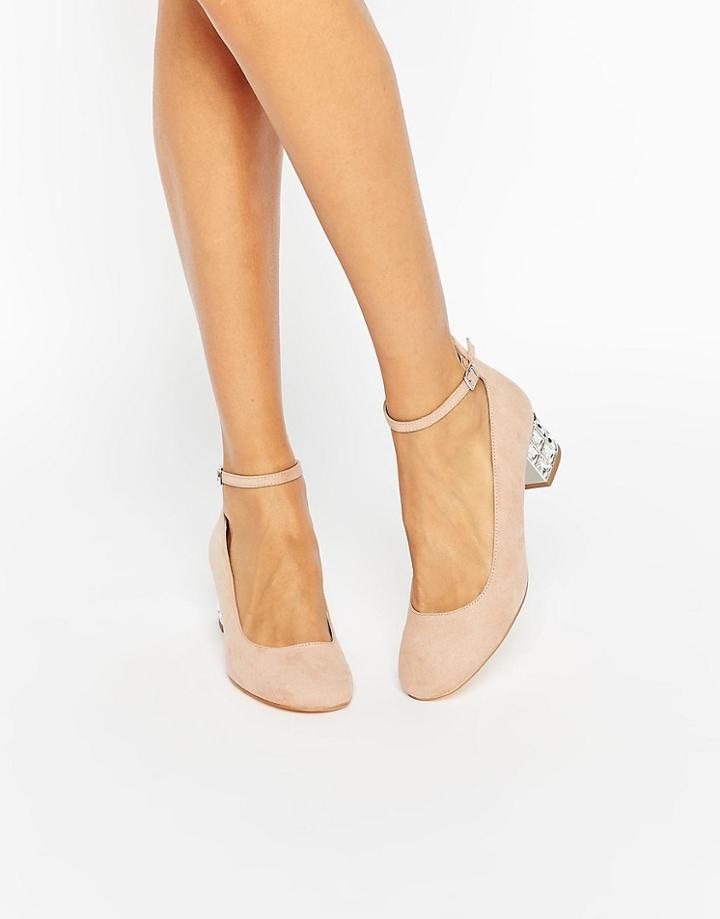 New Look Emebllished Block Heeled Shoe - Stone