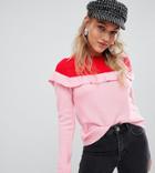 Brave Soul Petite Duo Color Block Sweater - Pink