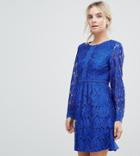 Uttam Boutique Petite Lace Detail Skater Dress-blue