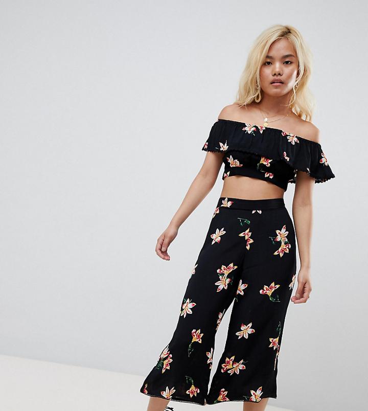 Miss Selfridge Petite Floral Print Wide Leg Pants - Multi