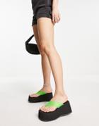 Topshop Willow Toepost Mule Flatform In Green