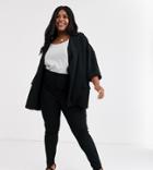 Asos Design Curve Easy Relaxed Blazer In Textured Jersey-black