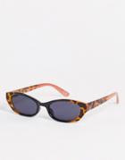 Jeepers Peepers Slim Sunglasses In Tortoiseshell And Black-brown