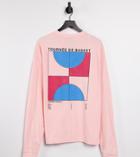 Collusion Unisex Oversized Long Sleeve T-shirt With Print In Pink Acid Wash Pique