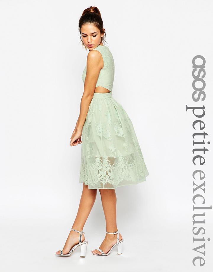 Asos Petite Prom Dress With Floral Embroidery And Cutout Detail - Lilac