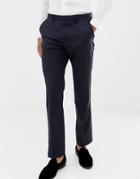 Asos Design Slim Tuxedo Suit Pants In Navy 100% Wool - Navy