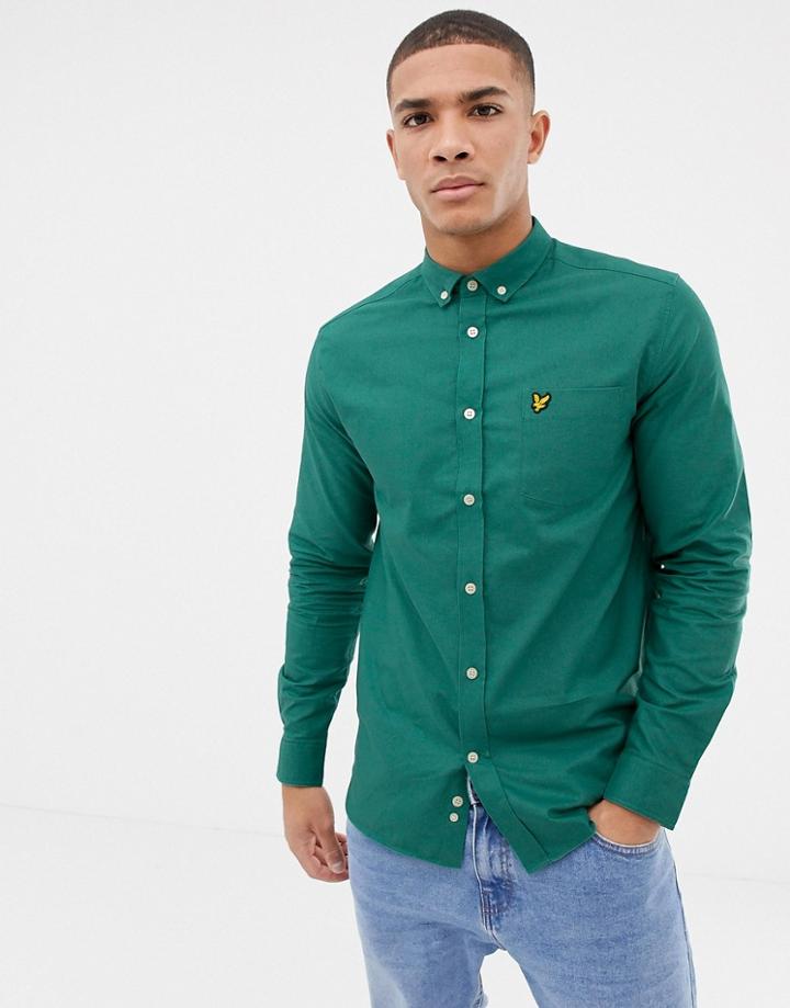 Lyle & Scott Long Sleeve Oxford Shirt In Green - Green