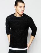Selected Homme Flecked Matthew Crew Neck Sweat - Bm Black Marl