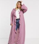 Verona Curve Frill Front Duster Jacket In Dusty Rose-pink