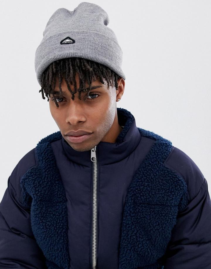 Penfield Classic Logo Rib Beanie In Gray Marl - Gray