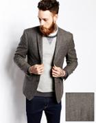 Asos Slim Fit Tweed Blazer - Brown