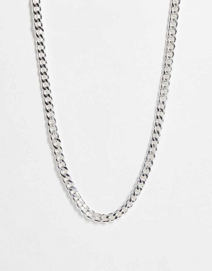 The Status Syndicate Chain Necklace With Square Composite Detail In Silver