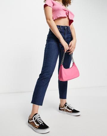 Topshop Straight Leg Jeans In Indigo Blue-blues