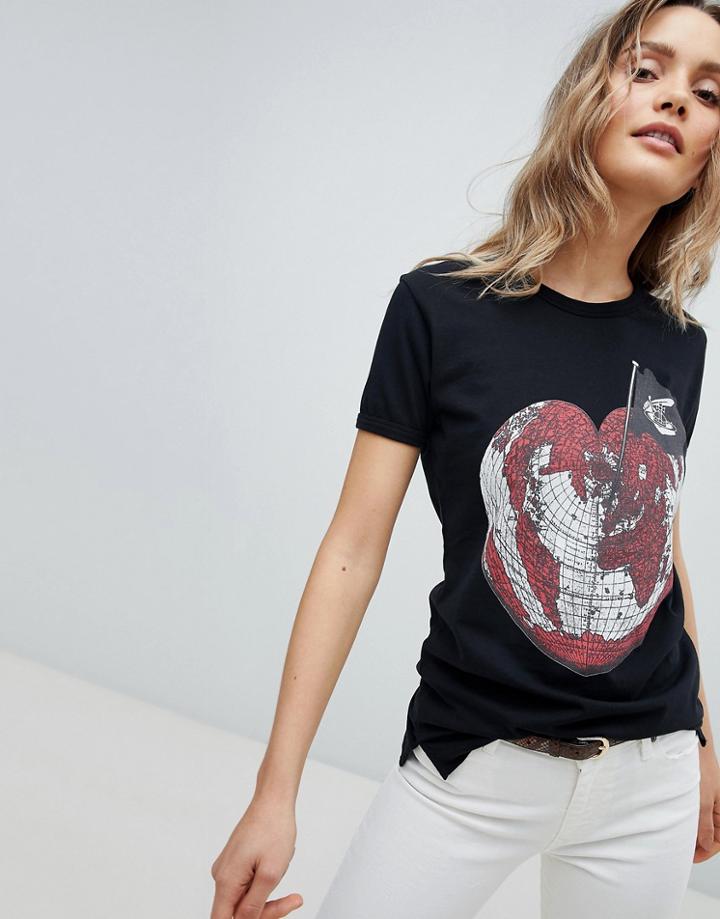 Vivienne Westwood Anglomania Heart Logo T-shirt - Black