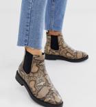 Asos Design Wide Fit Auto Chunky Chelsea Boots In Snake - Multi