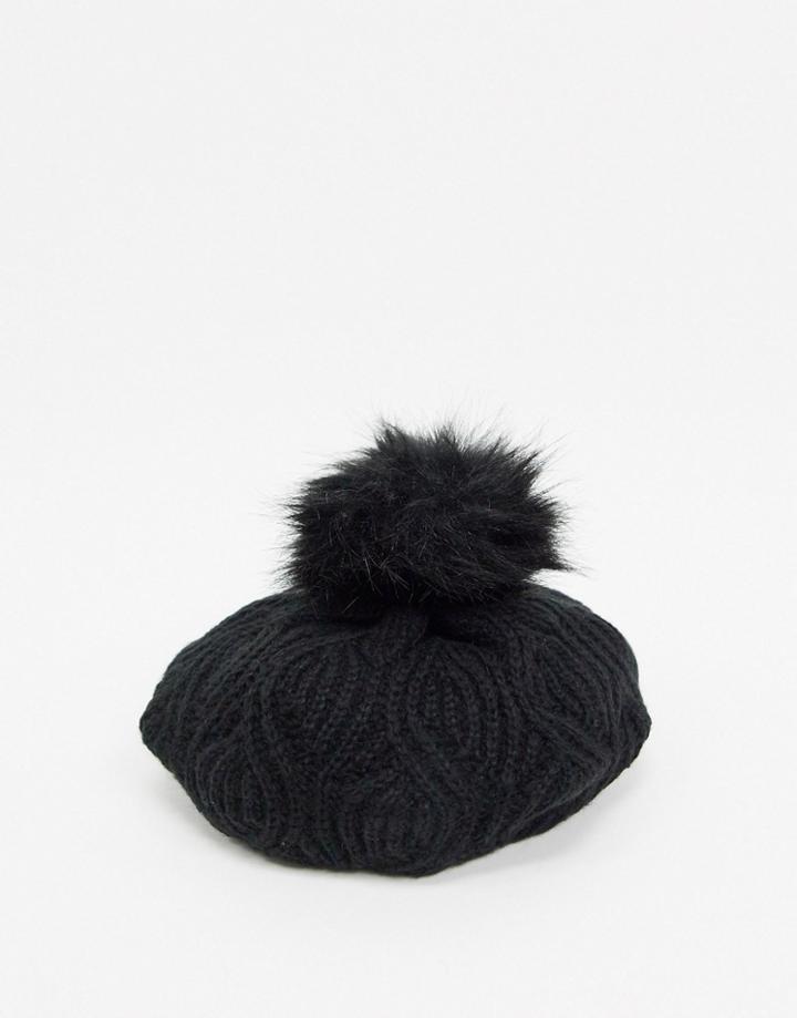 Boardmans Anabelle Pom Pom Beret In Black