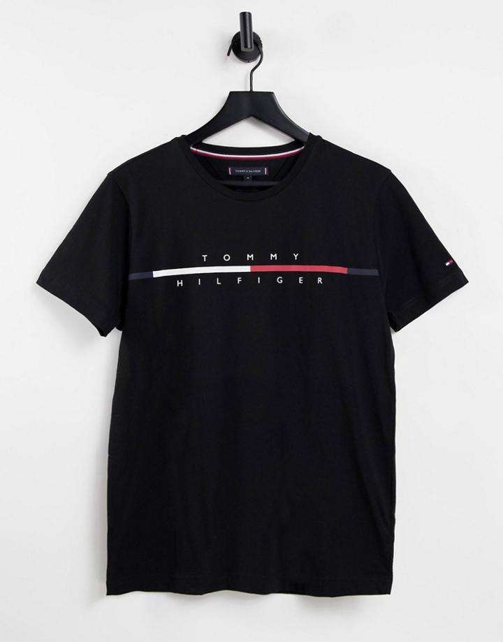 Tommy Hilfiger Corp Split Logo T-shirt In Black