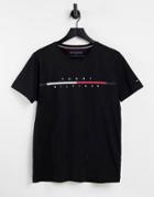 Tommy Hilfiger Corp Split Logo T-shirt In Black