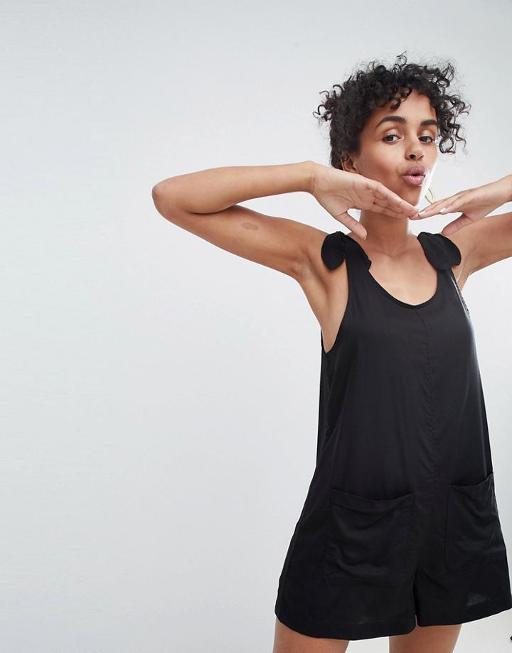 Monki Pocket Front Romper - Black