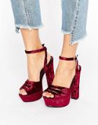 Truffle Collection Velvet Platform Heel Sandal - Red