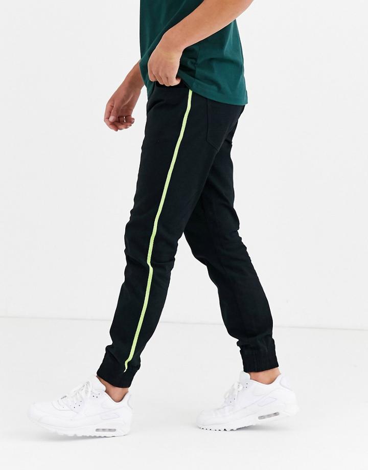 Threadbare Slim Cuffed Pants With Neon Taping