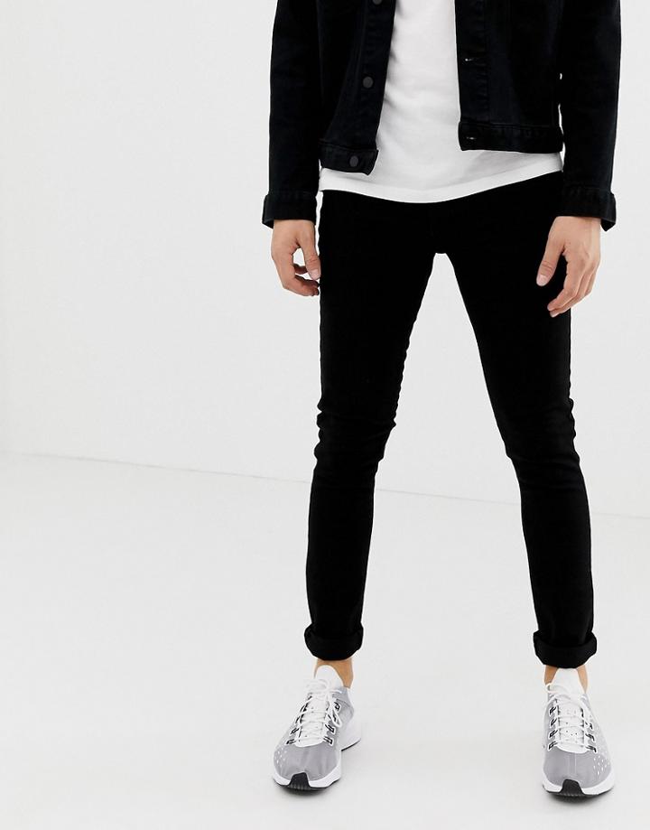 Ldn Dnm Super Skinny Spray On Jeans In Jet Black - Black