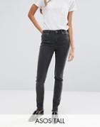 Asos Tall Lisbon Mid Rise Jean In Gray With Zip Back Hem - Gray