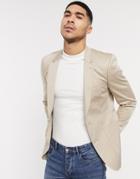 Asos Design Wedding Skinny Blazer In Stone Cotton-neutral