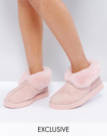 Ozlana Launceston Sheepskin Slipper Boot - Pink