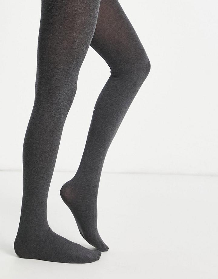 Pretty Polly Cotton Tights In Charcoal - Charcoal-gray