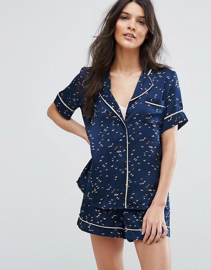 Y.a.s Birdy Short Sleeve Shirt - Navy