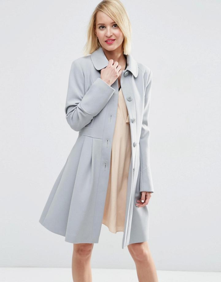 Asos Skater Coat With Paneled Detail - Ice Blue