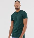 Asos Design Tall Longline T-shirt With Side Splits In Green