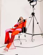 Asos Luxe Color Block Flared Suit Pants In Red - Part Of A Set-multi
