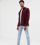 Asos Design Tall Fleece Overshirt In Burgundy - Red