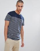 Selected Homme Stripe T-shirt In Organic Cotton - Navy