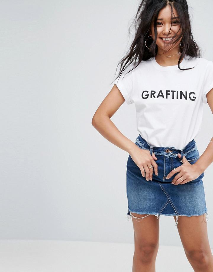 Asos T-shirt With Grafting Print - White