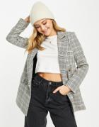 Miss Selfridge Oversized Blazer In Check-neutral