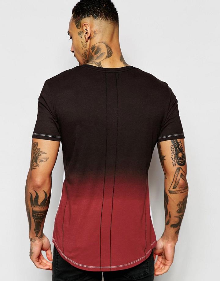 Religion T-shirt With Dip Dye Back Panel - Indian Red